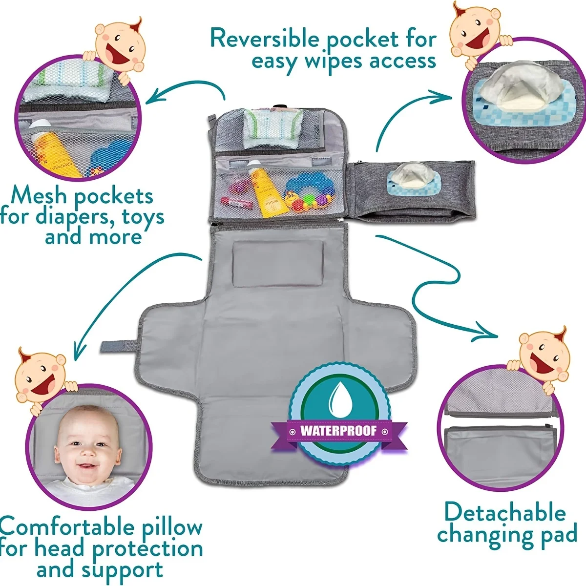 The Ultimate Baby Changing Mat & Stroller Hanging Basket: Super Family Baby Cart Storage Bag & Diaper Storage Bag