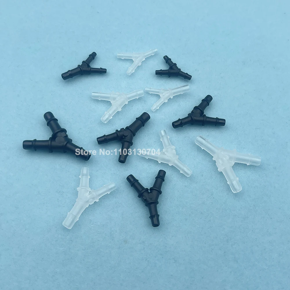 20PCS UV Solvent Printer Y Shape Ink Tube Connector 3X2mm 4X3mm 5X3mm 6X4mm Hose Pipe Y Joint Tubing Adapter Plastic White Black