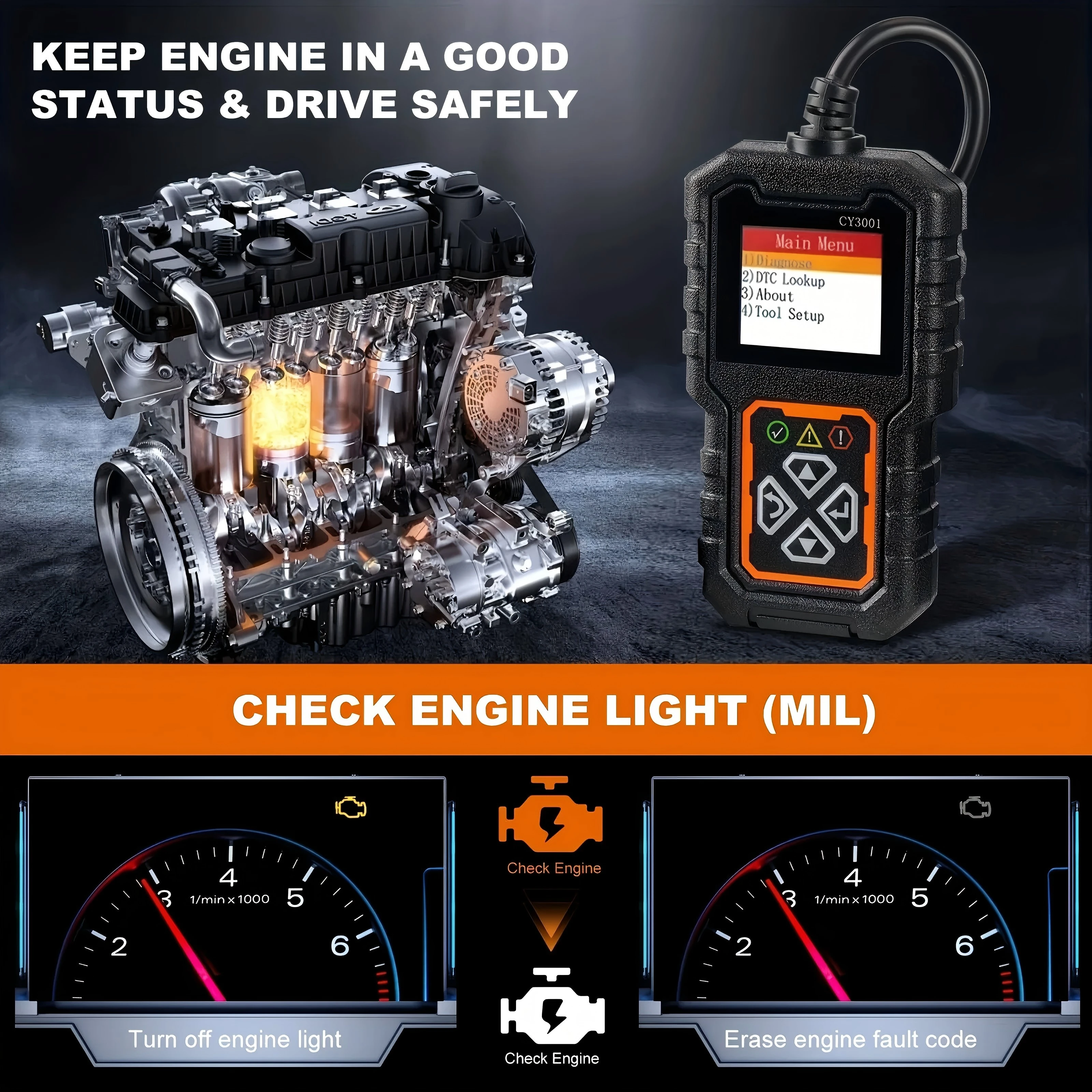 قارئ رمز الماسح الضوئي obd2 لمحرك فحص السيارة، قراءة ومسح رمز الخطأ، لجميع سيارات بروتوكول obd ii بعد عام 1996 #4