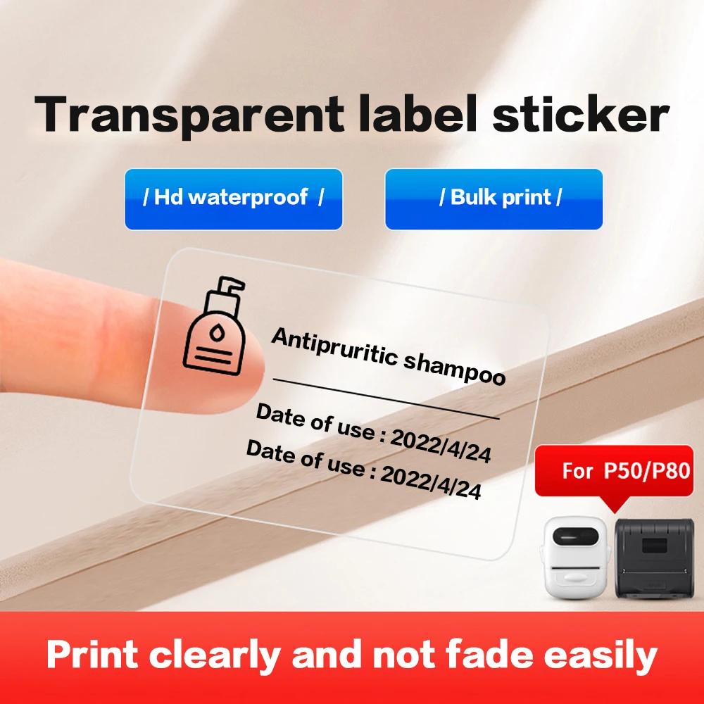 Marklife P50 transparent barcode printing label paper, self-adhesive waterproof self-adhesive paper, thermal label paper, price