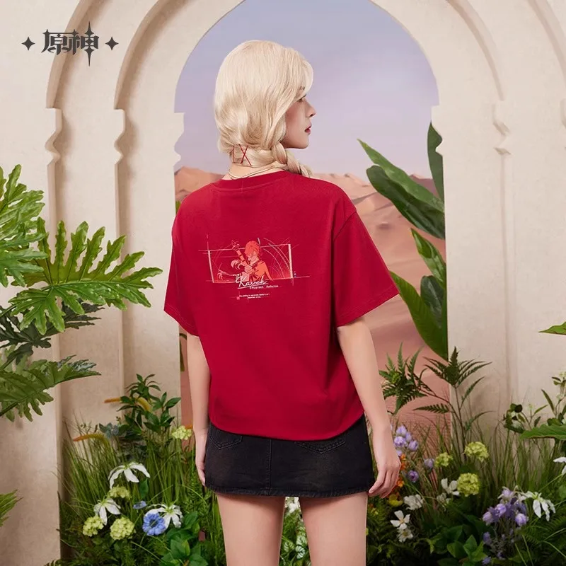 [정품] Kaveh 티셔츠 MiHoYo 공식 Genshin Impact Kaveh 테마 인상 시리즈 반팔 코스프레 Sumeru 생일 선물