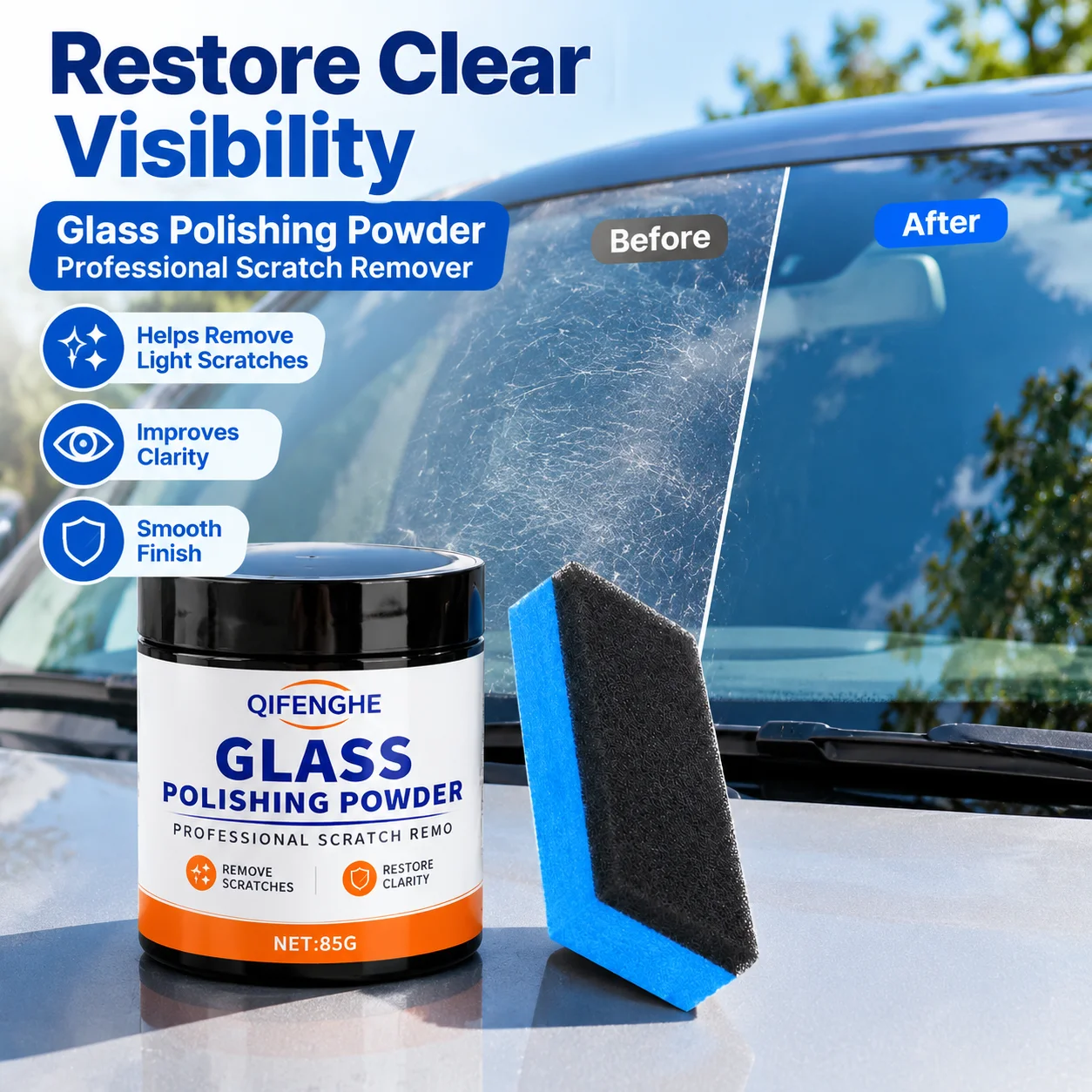 Glass Polishing Powder Remove Scratches Restore Transparency for Car Window Glass Surface