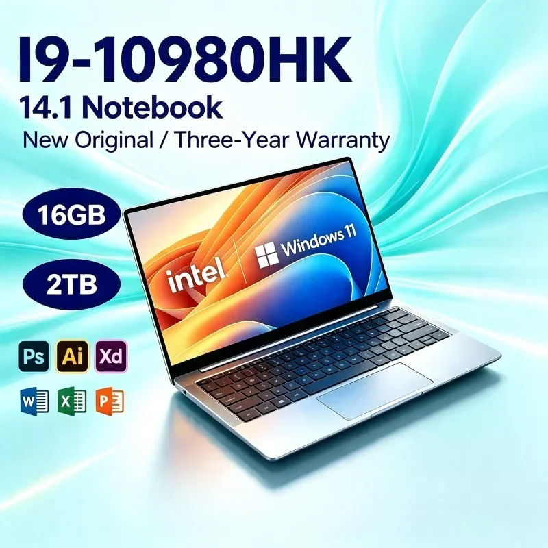 New Ultra‑Slim 14.1 Laptop PC Intel I9‑10980HK, 32GB RAM 2TB SSD, 1080P HD Display Windows 11 Notebook For Gaming Office Study