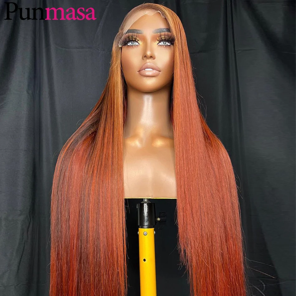 

200% Cooper Ginger Brown Straight Transparent Lace Front Human Hair Wigs 13X6 13X4 Frontal PrePlucked 5X5 Closure Wigs for Women