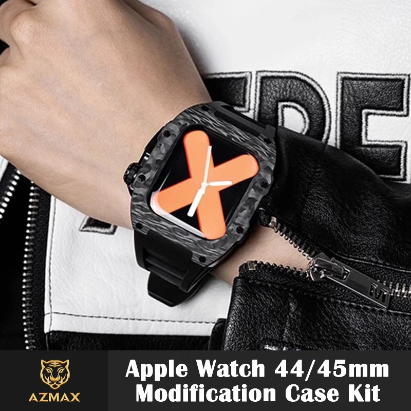 For Apple Watch Series Case 2024New luxury Carbon Fiber Material strap  Apple Watch S9/8/7/6/5/4/SE Series 44mm 45mm iWatch Band