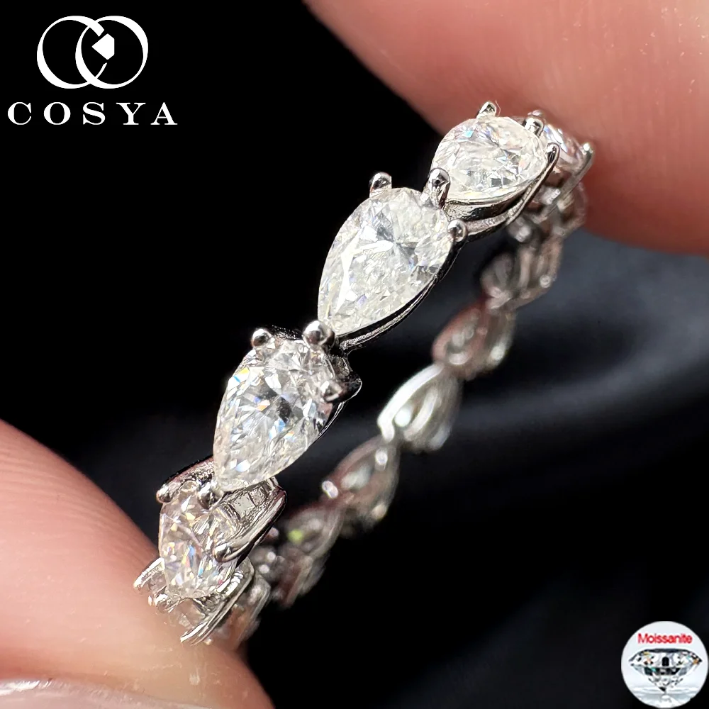 

Кольцо COSYA с муассанитом грушевидной огранки для женщин, 100% серебро S925, цвет D, сертифицированный лабораторный бриллиант, обручальное кольцо, изысканные ювелирные изделия