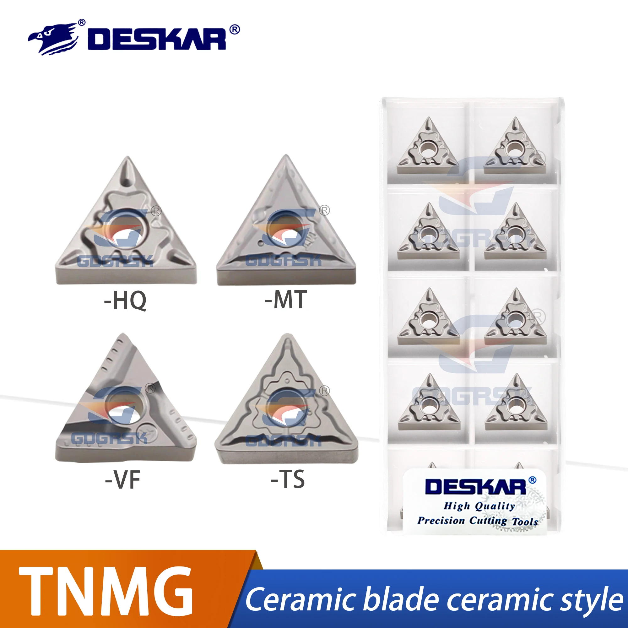 

DESKAR 100% Original Numerical Control Lathe Ceramic External Circular Turning Blade TNMG160408-HQ/VF/MT/TS LF90 Slot Type