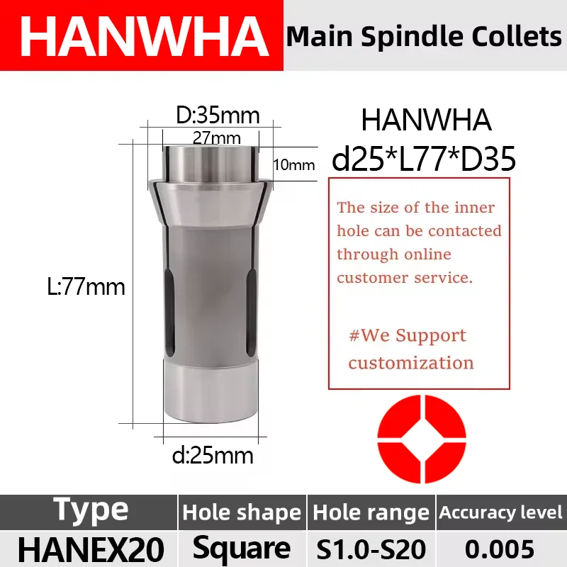ثقب مربع ستار HANWHA HANEX20 F25 145E كوليت مخرطة من النوع السويسري تشاك شجيرة دليل كربيد التنغستن عالية الدقة #4