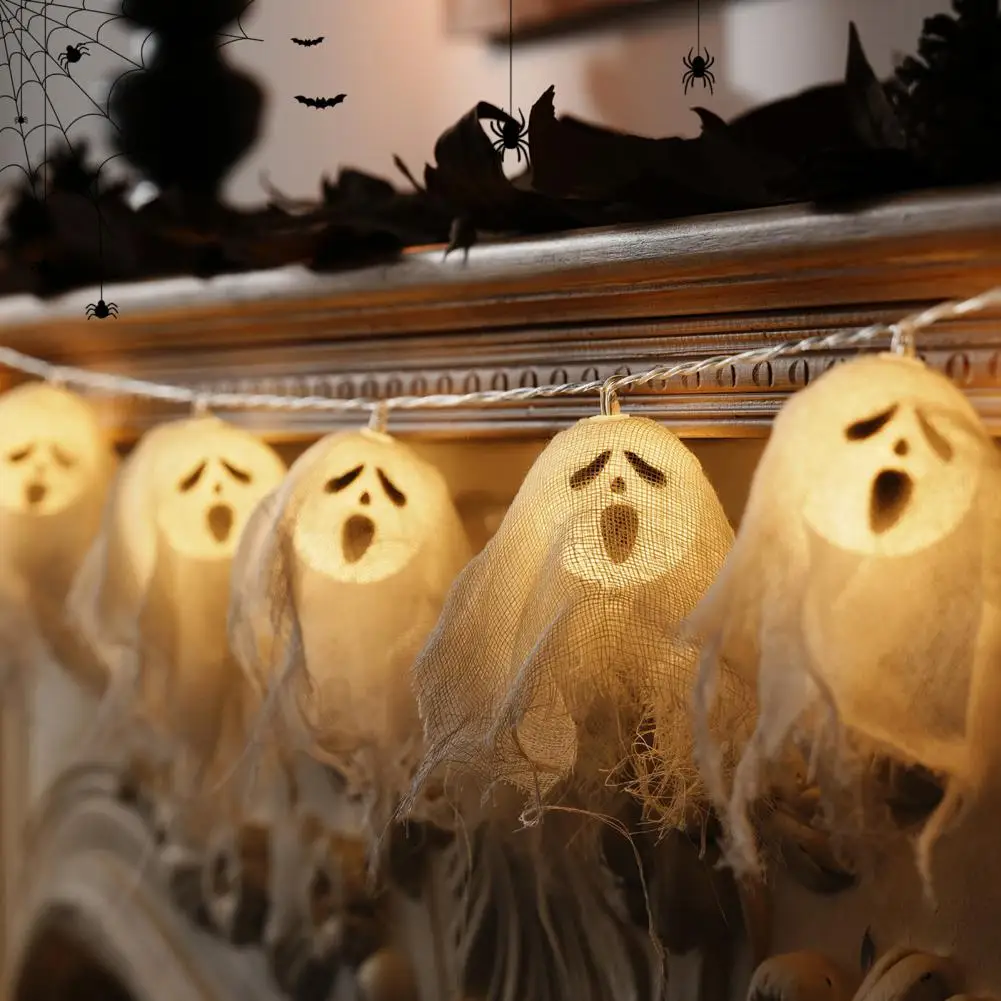 Ghost-shaped Led Lights Realistic Ghost Light Strings Handmade Led Ghost String Lights Garland for Halloween Party Haunted House