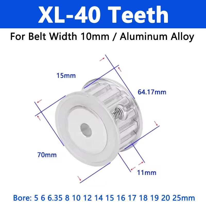 

1pc XL Timing Pulley 40 Teeth Teeth Aluminium Synchronous Wheel for Belt Width 10mm Bore 5 6 6.35-25mm Drive Parts Pitch 5.08mm