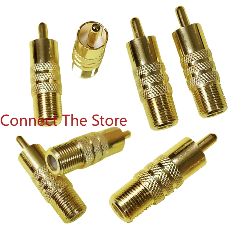 5PCS F emale To RCA Male  Adapter Gold-plated  Head Video Connector Cable TV   