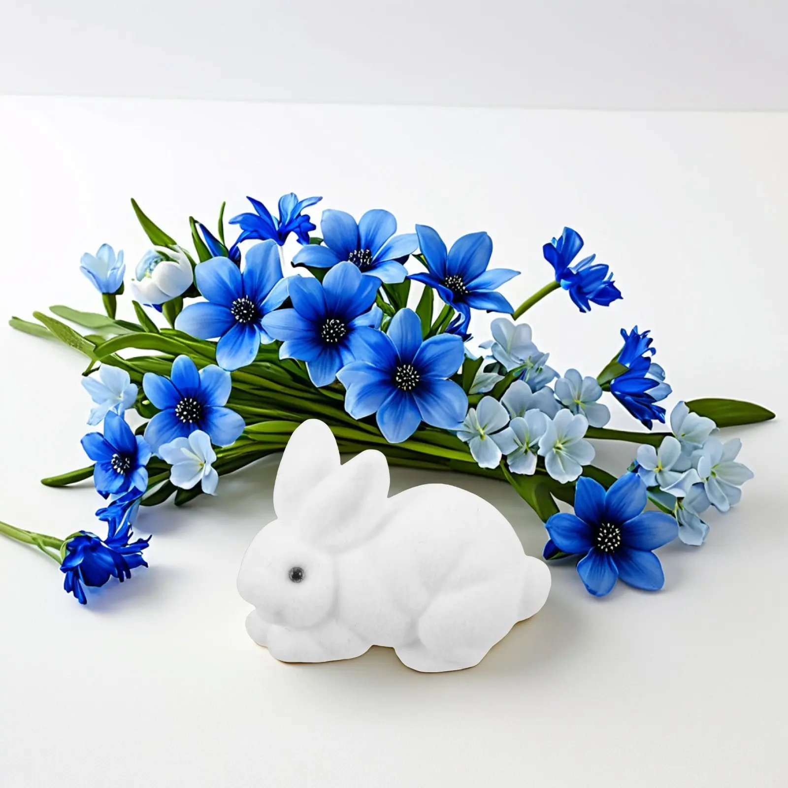 Handcrafted Easter Bunny Garden Decor Made of Lightweight Flocked Foam and Artificial Moss for Patio Lawn Outdoor Decoration