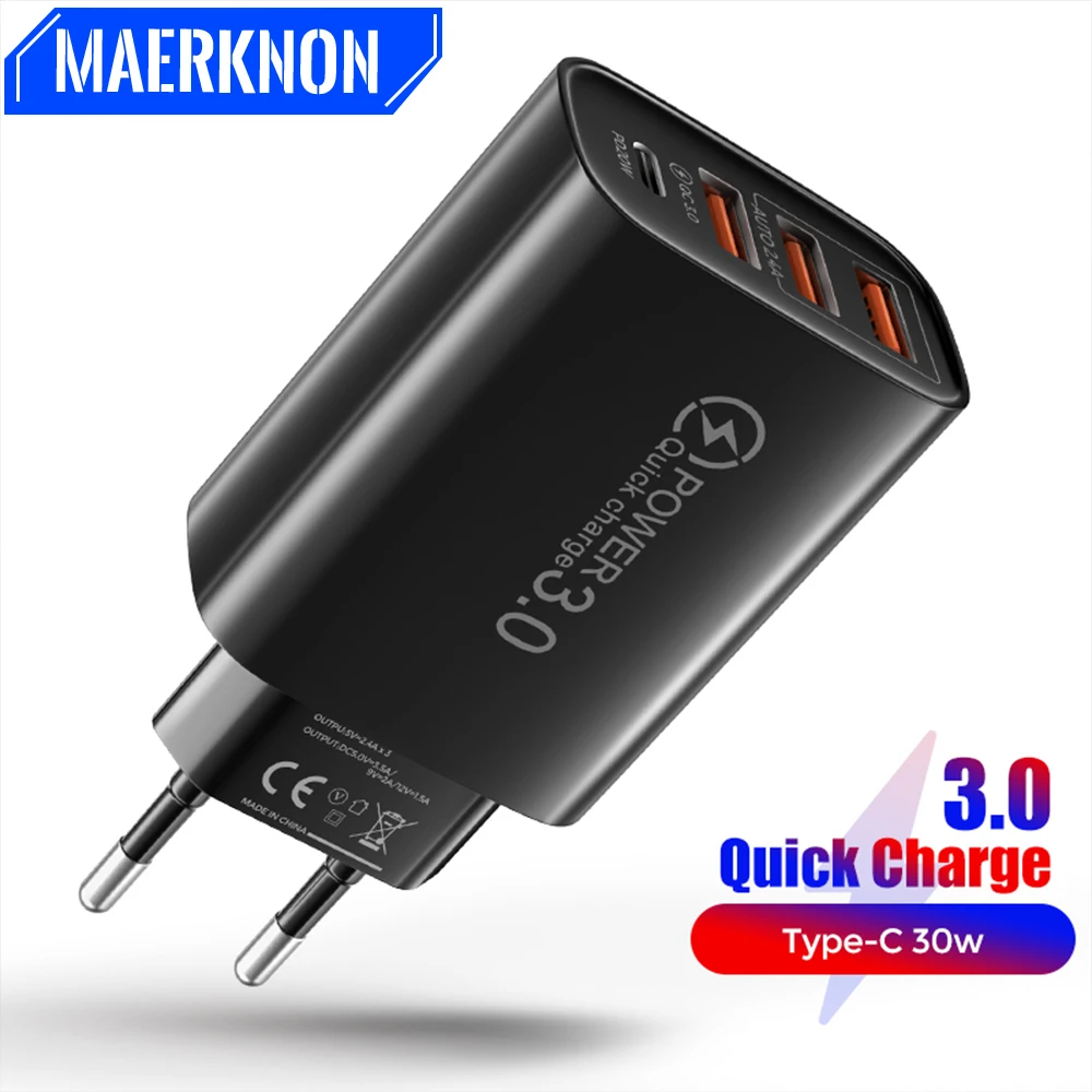 Type C Fast Charger 60W USB Mobile Phone Fast Charger Multiple Ports QC 3.0 PD Quick Charging Charger for Iphone Xiaomi Huawei