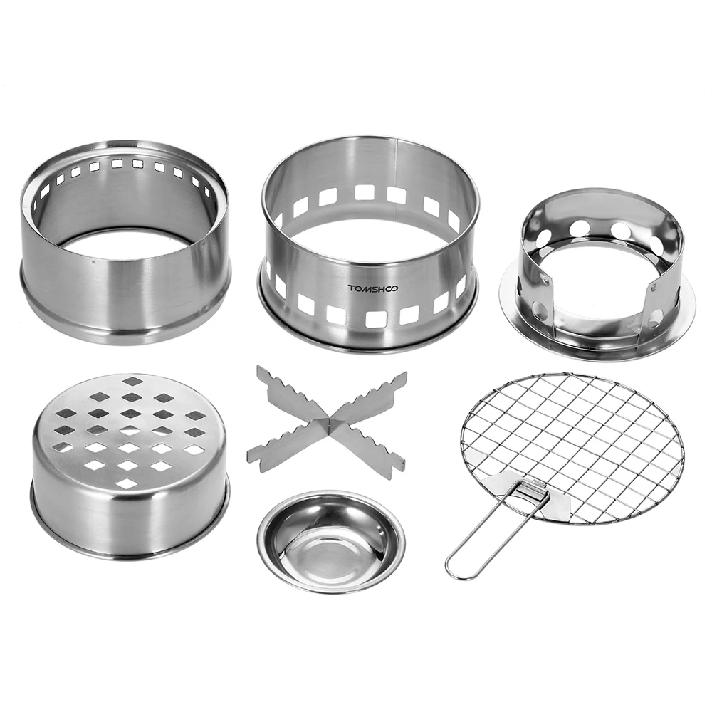 ترقية موقد التخييم وموقد الظهر مع لوحة رماد خشبية ومقبض قابل للطي، موقد حرق الخشب المحمول المقاوم للرياح القابل للطي