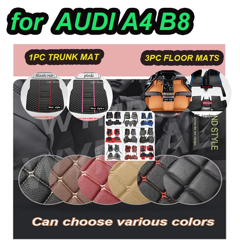 

LUXURY Car floor mats for AUDI A4 B8 Allroad/Avant/Sedan 2010 2011 2012 2013 2014 2015 2016 Car Floor Mats Custom foot Pads