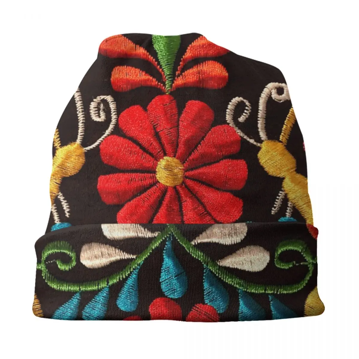 Mexican Butterflies And Flower Pattern Beanie Cap Unisex Winter Bonnet Knitting Hats Outdoor Otomi  Art Skullies Beanies Caps