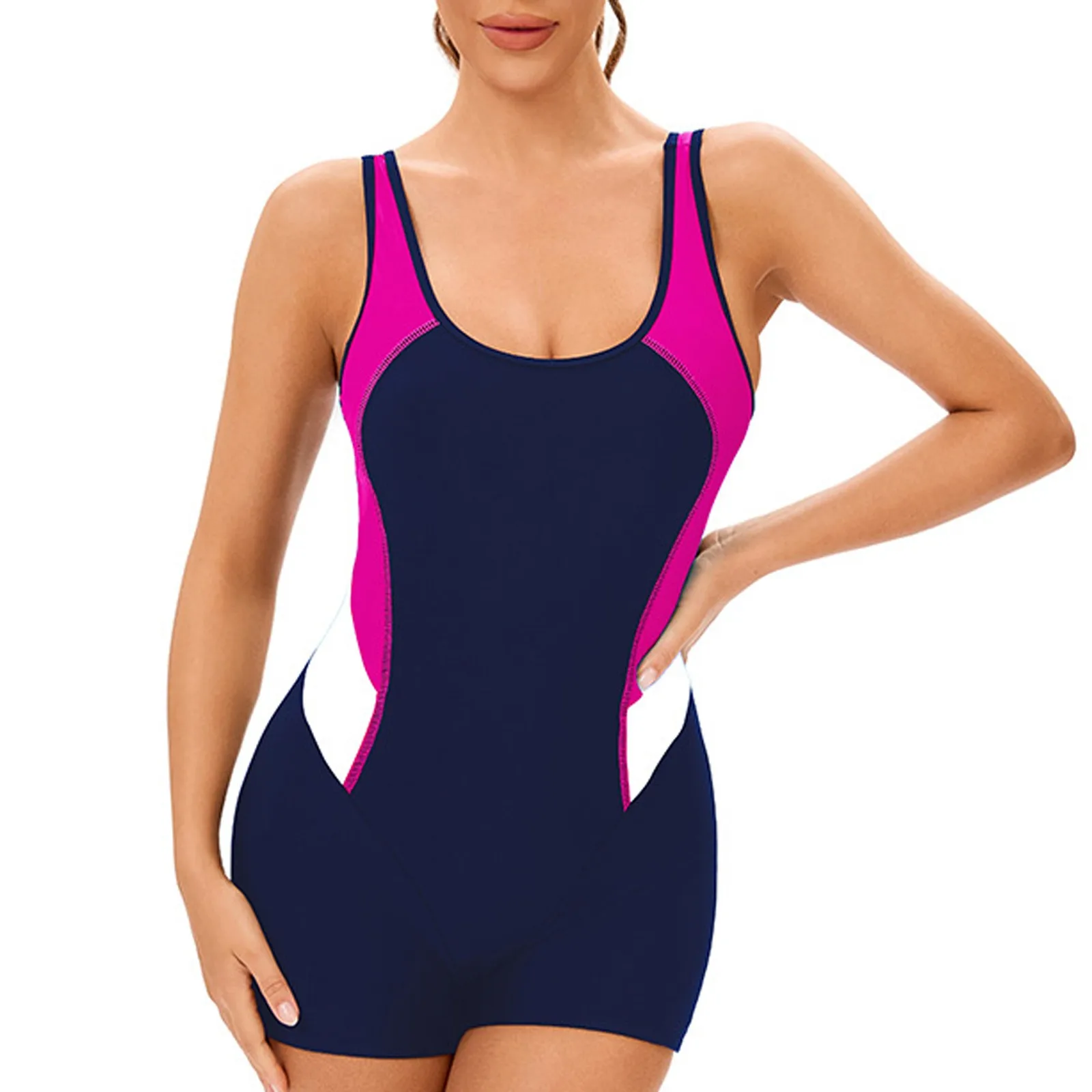 

Swimsuit women 2025 Professional Sport One Piece Swimsuits Patchwork Sleeveless Sexy Backless Wetsuit With Breast Pad Swimwear