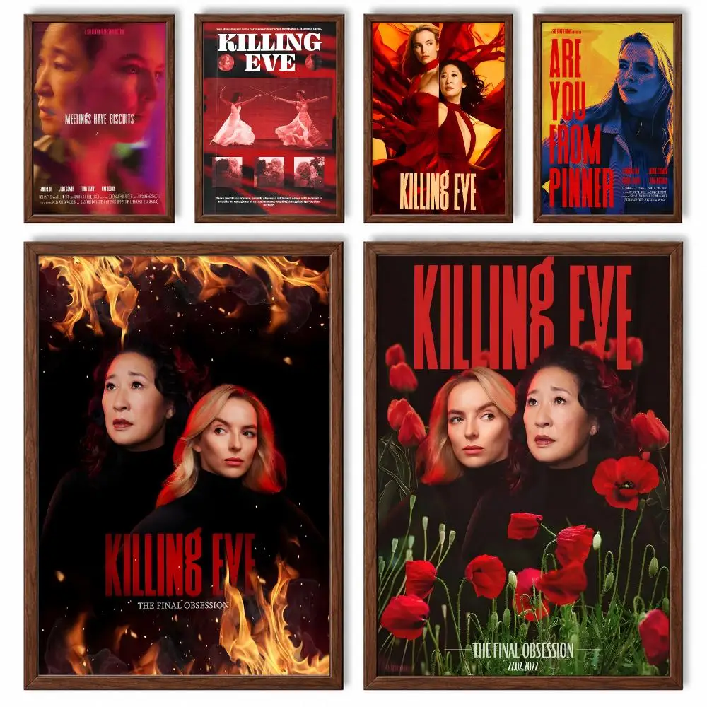 Thriller Series Killing Eve Poster Self-adhesive Waterproof Paper Sticker Art Coffee House Bar Room Wall Decor