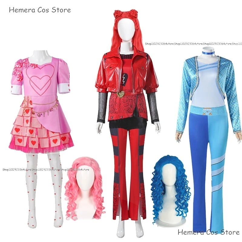 Halloween Red Blue Chloee Princess Cosplay Bridget Queen Hearts Costume Descendants4 Uniform Set Rise Of Red Pink Full Outfits