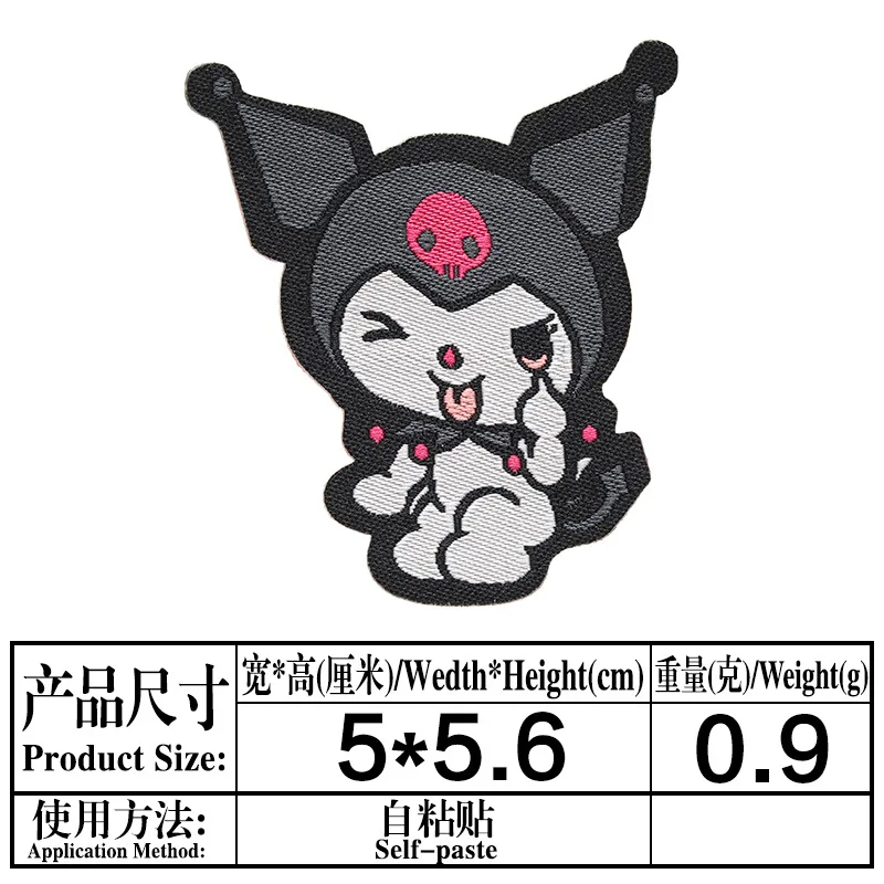 6/7Pcs Anime Hello Kitty Kuromi Pochacco Melody Cinnamon Coat Self-adhesive Applique For Child Clothes Iron on Embroidery Patch