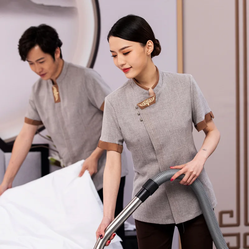 

Hotel Room Aunt PA Uniform Community Property Floor Cleaning Short Sleeve Housekeeping Overalls Suit Female New