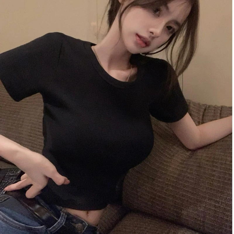 Sexy Short Sleeve T-Shirt Backless Hollow out Design Guangzhou Thirteenth Factory Women's High End European Style Top Summer