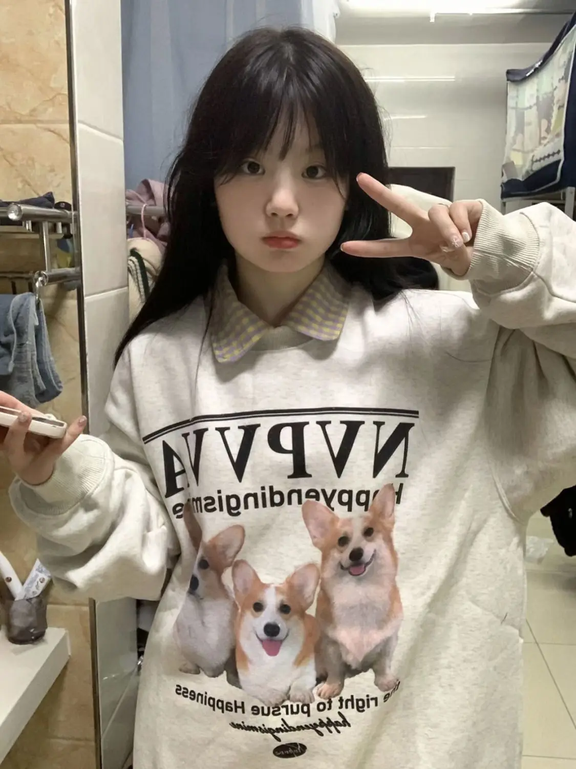 Thick Warm Fleece Winter Hoodie Korean Fashion O-neck Sweatshirt Cute Puppy Dog Y2K Printed Long Sleeve Tops Women K Pop Clothes