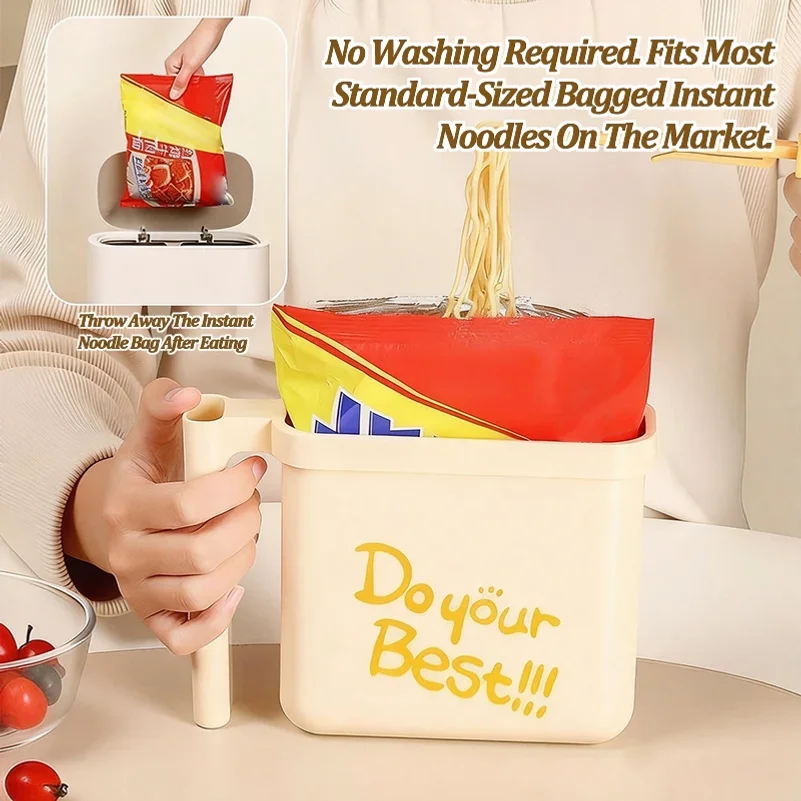 No Wash Instant Noodle Bowl with Fork Heat-resistant Lunch Box Food Grade Instant Food Ramen Bento Box Suit Busy/Lazy Eaters
