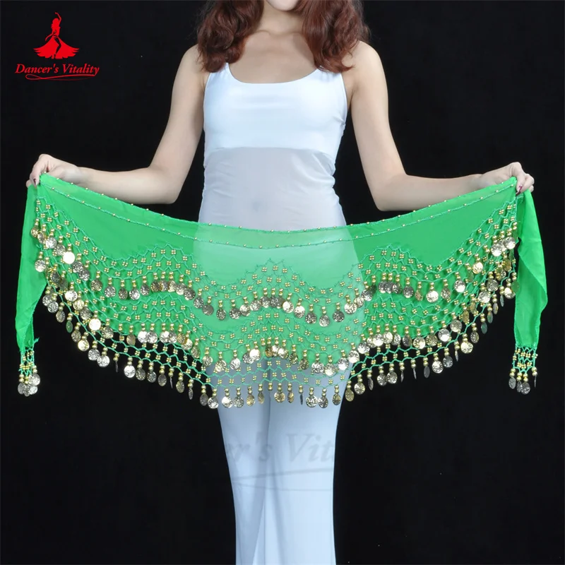 Belly Dance Hip Scarf for Women Chiffon Gold Coines 158 Belt Oriental Belly Dancing Accessories Adult Kid\'s Bellydance Belts