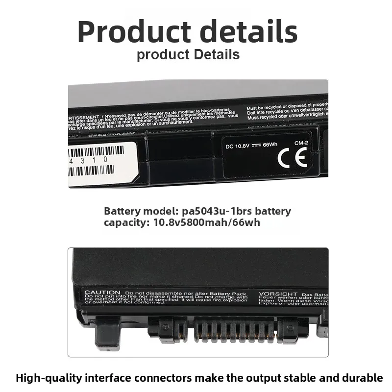 10.8V 5800mAh Laptop Battery PA5043U-1BRS Compatible with Toshiba PA3832 R830 R840 R700 R800