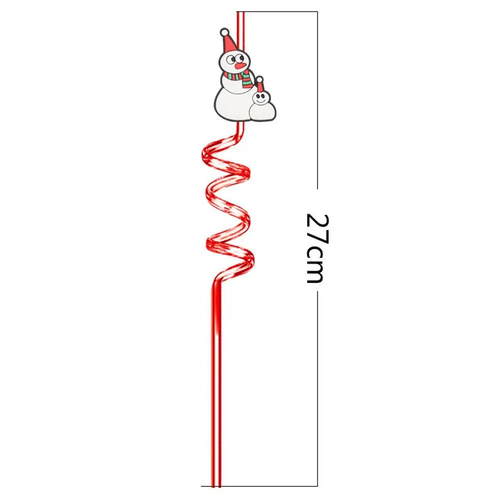 

Santa Claus Snowman Christmas Plastic Straw Spiral Reusable Christmas Cartoon Straw 27cm Thickened Christmas Party Decor Home