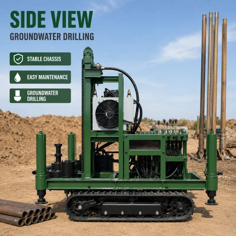 Tracked Hydraulic Water Well Drilling Rig For Construction Site Dewatering With Durable Steel Mast Water Well Rig Manufacturer