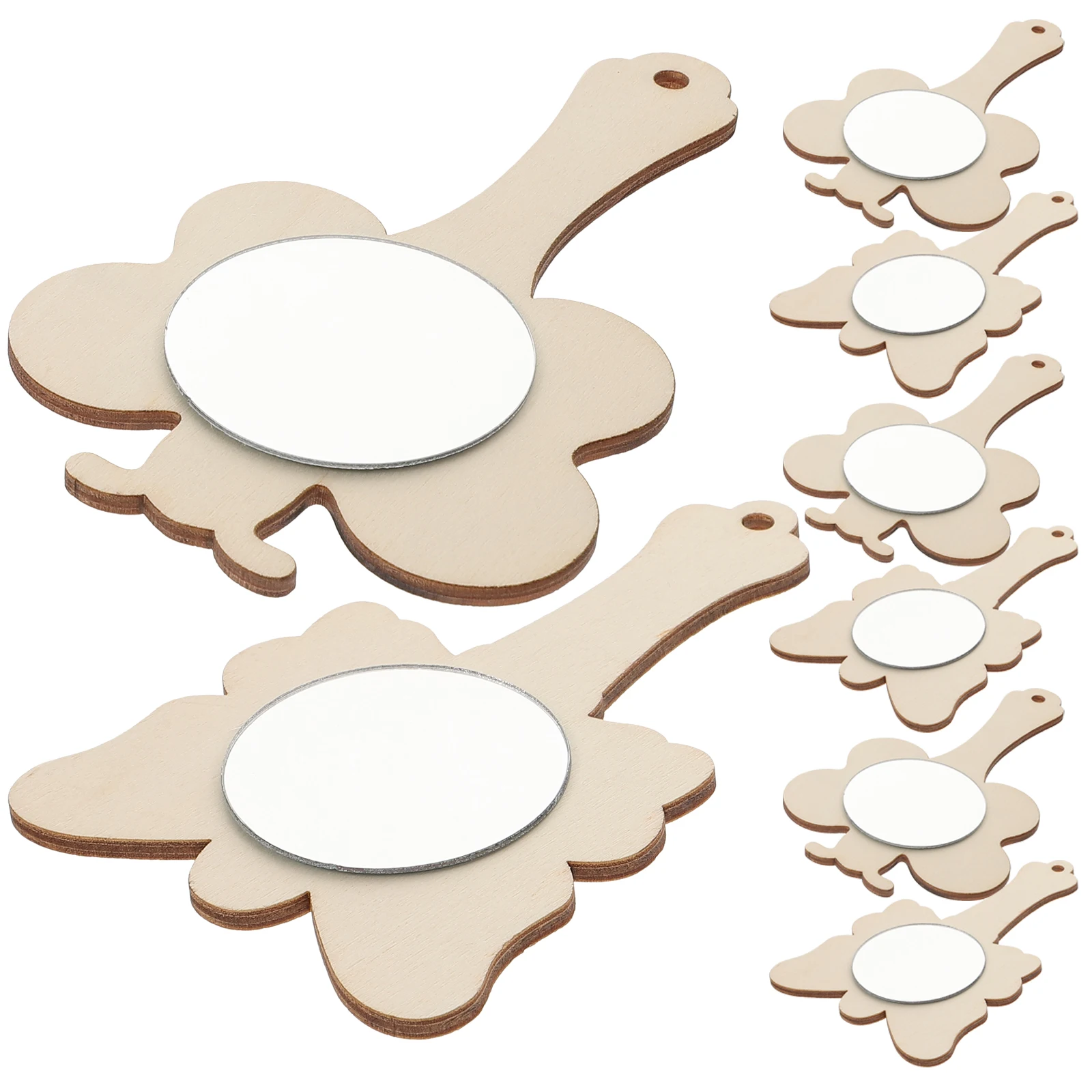 

8 Pcs 's DIY Wooden Mirror Delicate Blank for Unpainted Crafts Small Mirrors