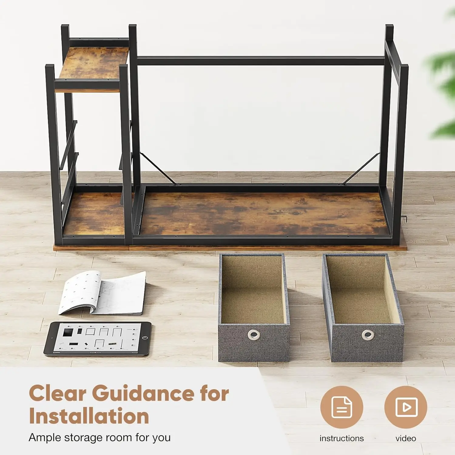 Computer Desk with Drawers 40 Inch Office Bedroom Writing Work Study 2-Tier Storage Drawers & Shelf Simple Wood PC Table