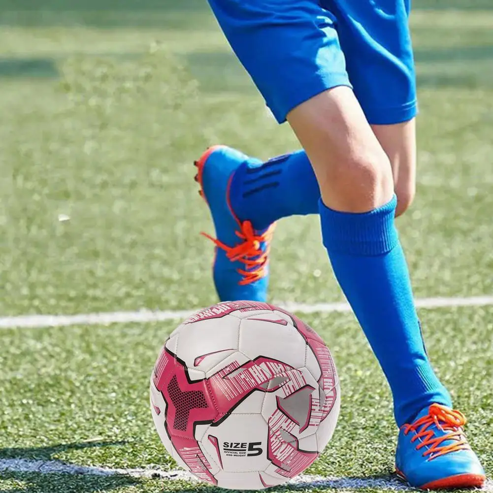 Pallone da calcio flessibile resistente all'usura da competizione taglia 5 colore vibrante calcio da allenamento antideflagrante per la scuola