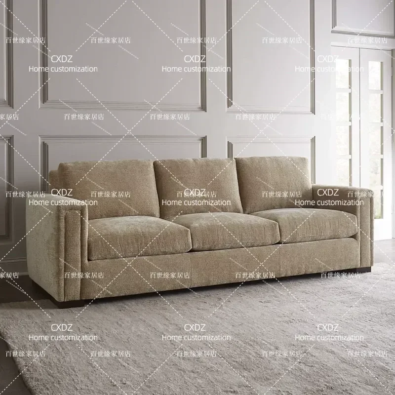 Country Fabric Sofa Living Room Villa Leisure Small Apartment Straight Row Sofa