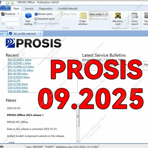Imagen 2 del producto último 09.2025/03.2025/12.2024 EPC PROSIS Equipo de construcción Catálogo de piezas sin conexión e información de servicio