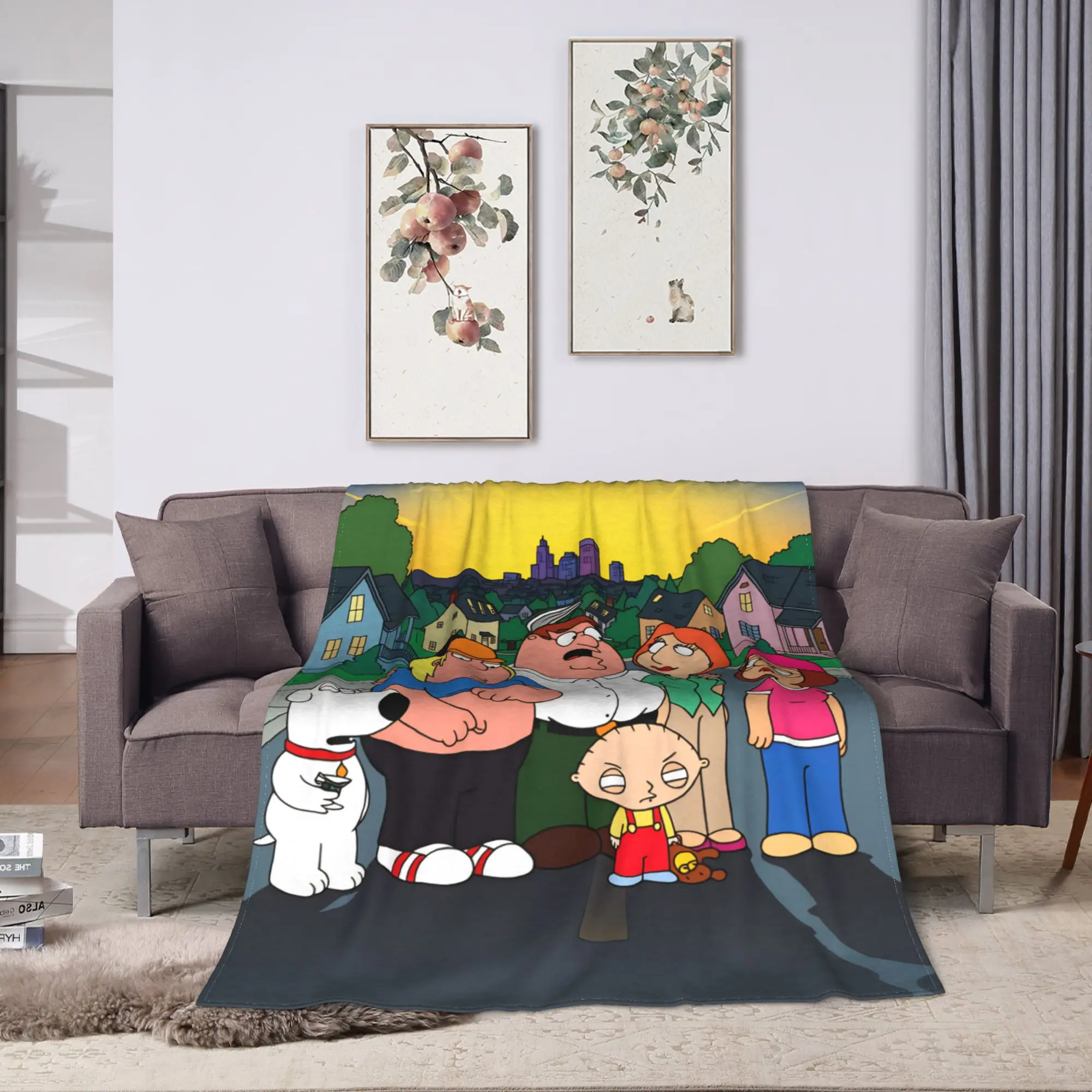 Soft Blanket Decorative Families Cartoon Peter Griffin Guys Throw Blanket  Flannel Bedspread For Couch Chair Fun Sofa Bed Cover