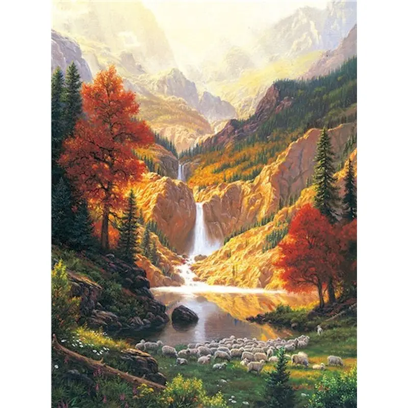 SDOYUNO 60x75cm Mountain Waterfall Paint by Numbers DIY Canvas Art