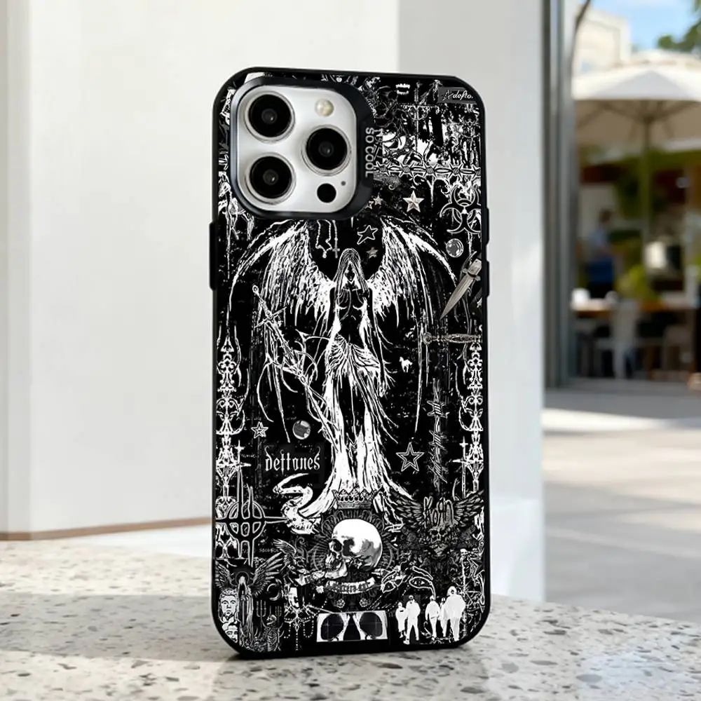 Gothic Coquette Cyber Sigilism Cross Black Phone Case Compatible with iPhone 17 16 15 14 13 12 11, Pro, Max, Plus, E, Air, Mini