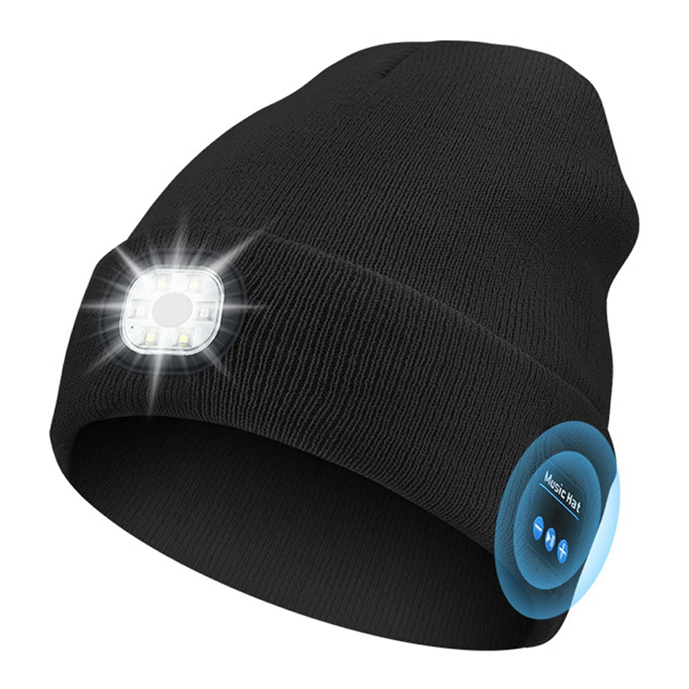 Drahtlose Musik Bluetooth 5.0 Lautsprecher Hut mit LED-Licht HD HiFi Stereo Sound Bar Outdoor Lautsprecher Hut Freisprechen Anruf Mikrofon