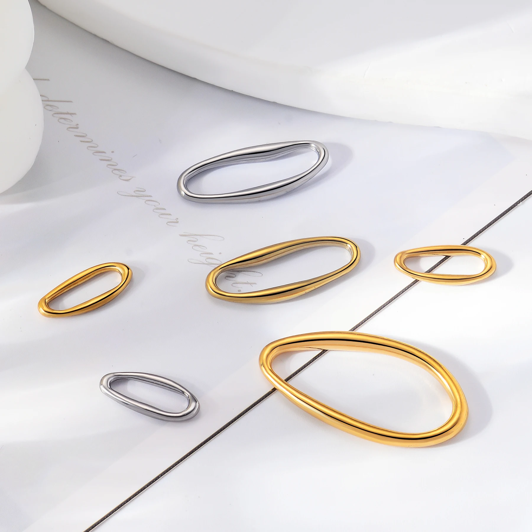 20 Stück Edelstahl Geometrische Verbindungsstücke Runde Ovale Herzförmige Fassungen Charm Ohrring-Zubehörteile für DIY Schmuckherstellung – Detail 6