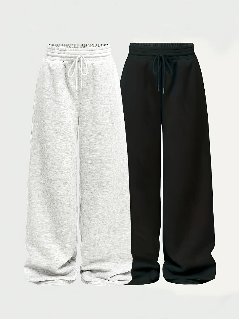 Lässige Hose für Damen: Einfache, lockere Passform mit weitem Bein und Schnürung vorne, perfekt für Frühling, Sommer und Herbst, bequem für jeden Tag