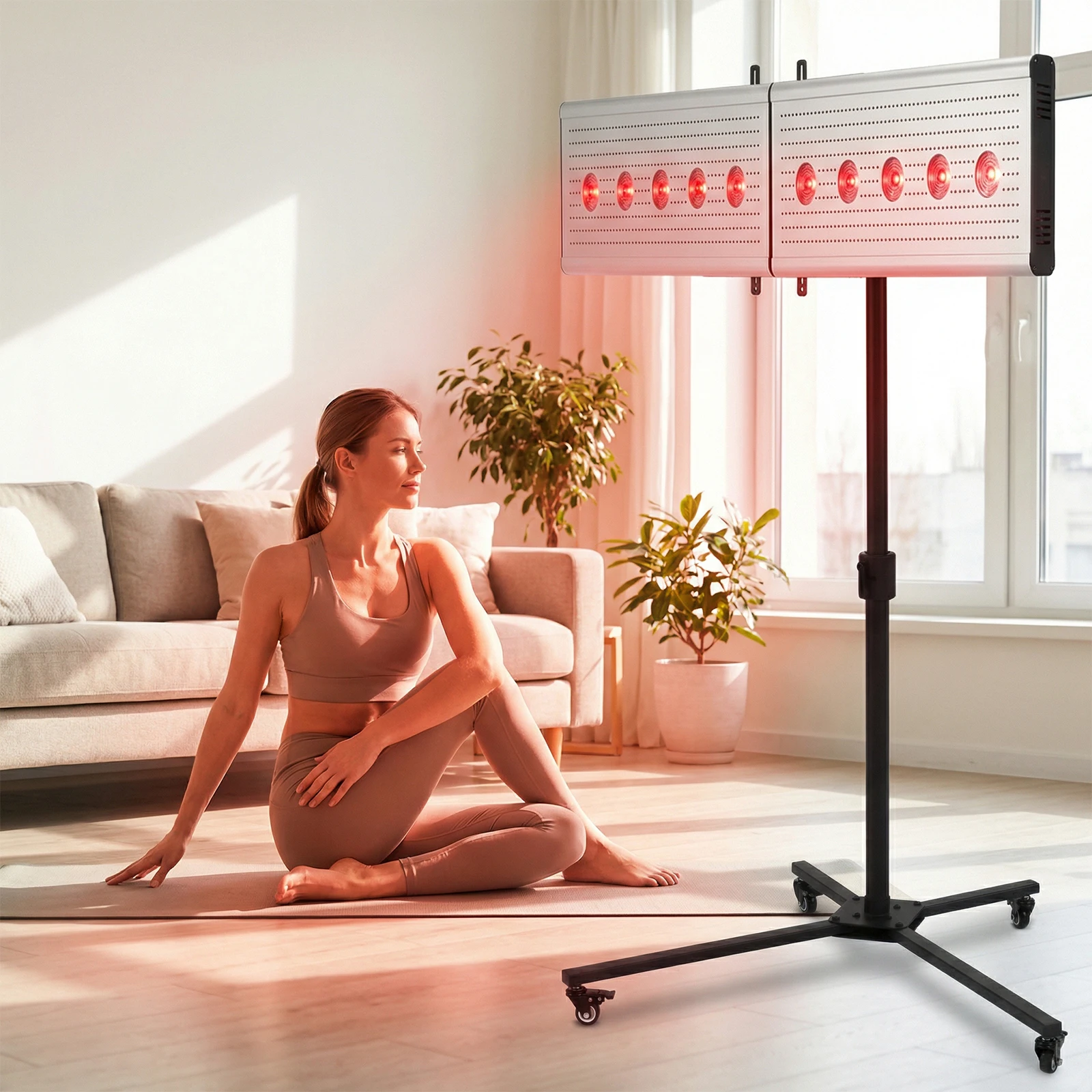 

Red Light Stand 44 Lb Load Capacity Horizontal Rolling Stand Angle Height Adjustable with Wheels Gift for Women and Girl