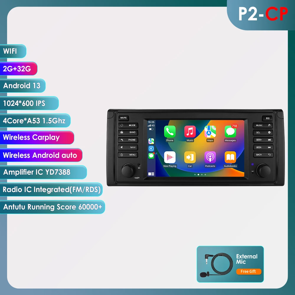 Hizpo Auto Intelligente Systemen Voor Bmw 5 Series E39 X 5 E53 M5 1996-2003 Multimedia 2din Autoradio Android 13 Auto Carplay 7862 4G