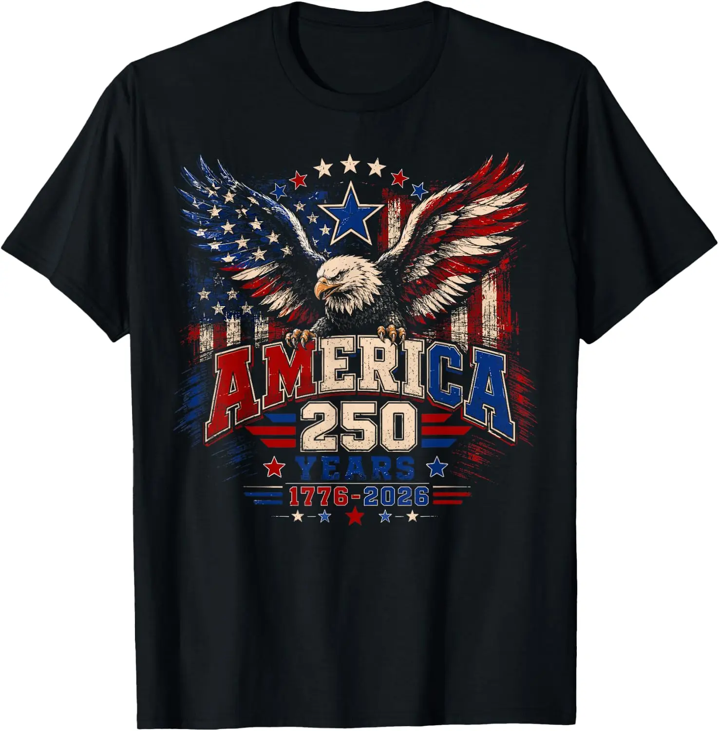 250Th Anniversary USA Flag 250 Years American 4Th Of July T-Shirt 100% Cotton Trendy Y2K Short-Sleeve Tee-Soft, Quick-Drying,