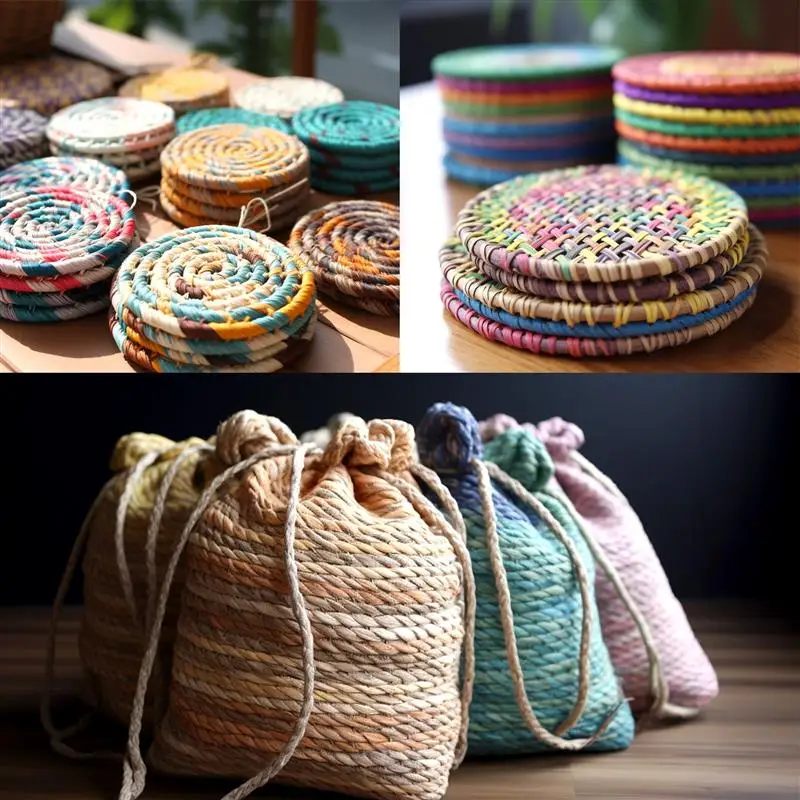 100M Hand-knitted Lafite Raffia Straw Environmentally Friendly Paper Yarn Baking Packaging Belt Rope Crocheting Summer Hat Bags