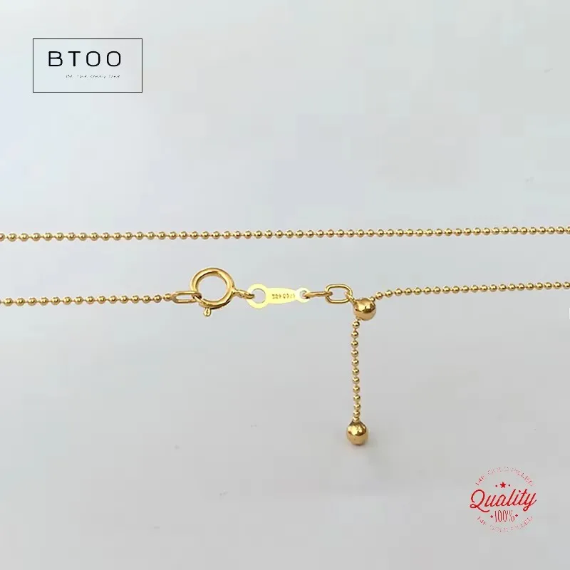 14K Goldfilled 22 Zoll Verstellbare 1mm Kugelkette mit Schiebeperle Minimalistischer Goldfilled Damenschmuck – Detail 8