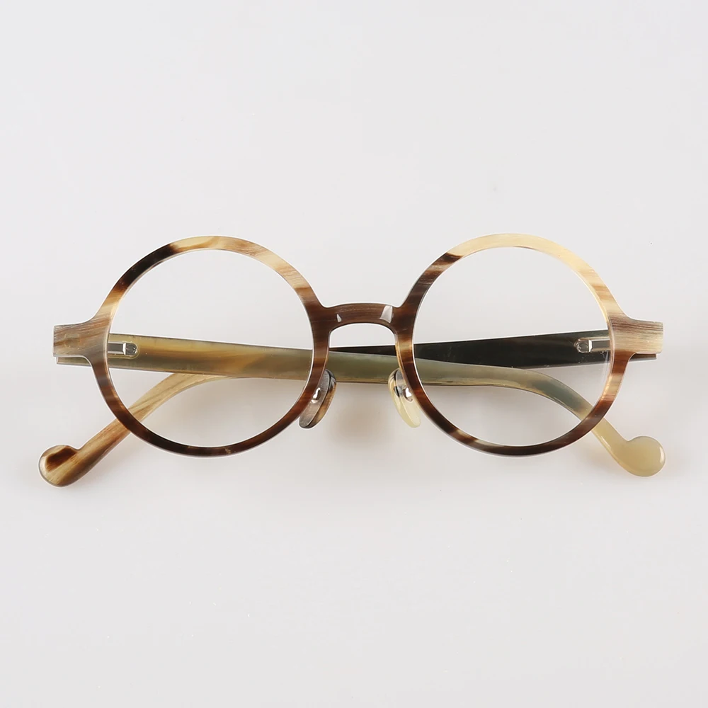 

Eyeglass Frames Unique Round Prescription Man Glasses Frames Vintage Retro Handmade Honey Black Horn Reading Optical Eyeglasses
