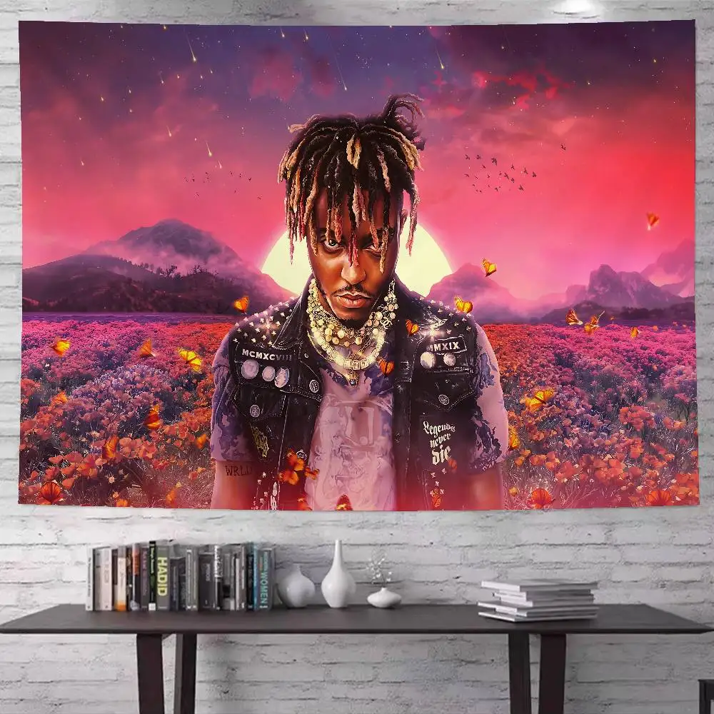 Cool Rapper J-Juice W-Wrld Anime Tapestry Hanging Tarot Hippie Wall Rugs Dorm Home Decor